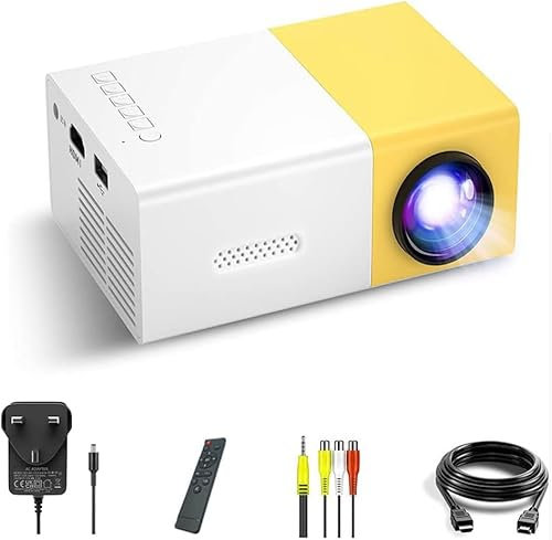 Portable Mini Projector, 1080p Full HD, With IOS Multi Port, Small Home Theater Movie Projector Compatible with Android/Laptop/Phone/PS3/PS4/TV