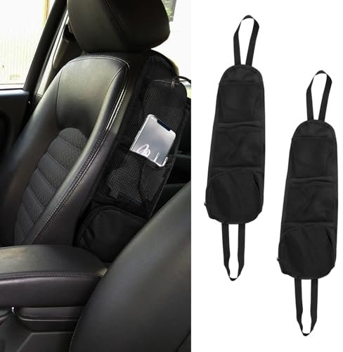 deemars 2PCS Autositz-Seiten-Organizer, Multifunktionale Fahrzeug-Netztasche, Autozubehör Auto Sitz Lagerung hängende Tasche, Telefone, Getränkehalter Universal für die meisten Auto (2PCS)