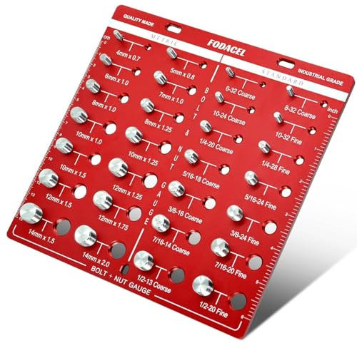 Gewindeprüfer, 28-Bit Gewinde für Muttern und Schrauben Identifizierungslehre Präzise Zoll und Zentimeter Aluminiumlegierung Gewindelehren Messwerkzeug 14 Standard und 14 Metrische Schrauben