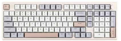 EPOMAKER Galaxy100 QMK/VIA Gaming Keyboard with 8000mAh battery, 1800 Aluminum Mechanical Keyboard with Numpad, USB-C/BT5.0/2.4Ghz Wireless, Hot Swappable (Retro, Marble White Switch)