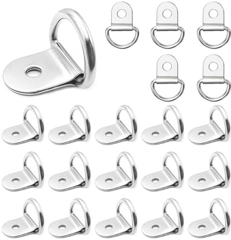 ZYEKIU 20 Pezzi Anello Ancoraggio Anello di fissaggio Inox D moschettone, Ganci Ad Anello Robusto Anelli di Fissaggio Ganci per Furgoni Auto Camion Barche Rimorchi Anello (Argento)