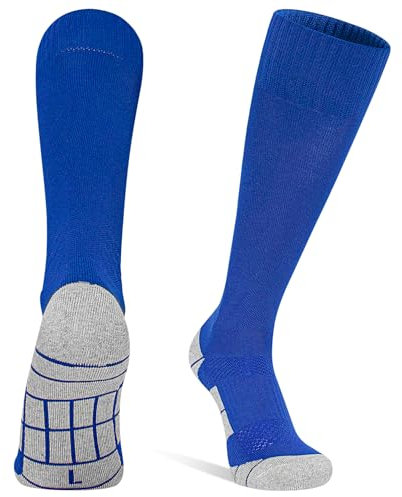 DECOVICI Fußball Socken 1 Paar, Fussball Socken Kinder Männer 30-47, Kniehohe Fußballstutzen für Jungen Mädchen Lange Sportsocken für Rugby Basketball Hockey Laufen Training(35-39,Blau)