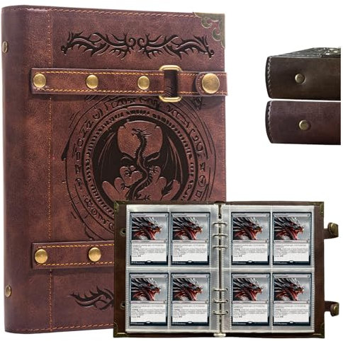 DDFE Kartenbinder mit 4 Fächern, bietet Platz für 240 Karten für MTG, TCG, Baseballkarte, Fußballkarte, Sportkarte, Basketballkartenbinder, Premium-Sammelkartenalbum (4 x Drachentotem), Rot