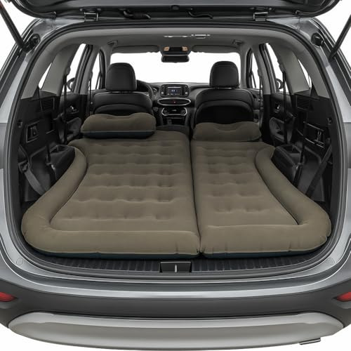 Wakeman Outdoors Inflatable Mattress - Car Air Mattress for SUV or Tent with Aux Outlet Pump and 2 Inflatable Pillows - Car Camping Gear (Gray)