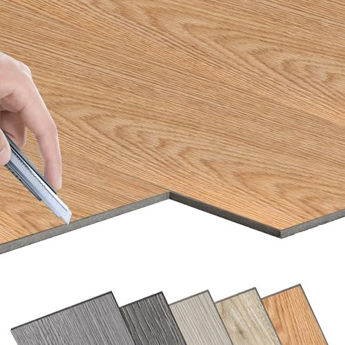 FIVMEN Lot de 18 revêtements de sol en PVC autocollants - 2,5 m² - Carreaux de sol en vinyle - Aspect bois - Pour cuisine, salle de bain et salon - 1801-22