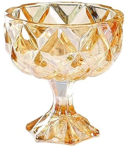 XIEHYA Glasskål 2 st kristallglas fruktsalladsskål hög glasskopp klart glas hantverk glasskopp kök frukost godis kakskål för glass efterrätter (brun)