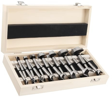 eROOSY 15 Stück Forstnerbohrer Set 10-50 mm Forstnerbohrer für Holz, Kunstbohrer, Forstner Bohrer Set, Holzbohrer mit Rundschaft, Forstner Bohrer für Hartholz, Weichholz, Kunststoff, Massivholz