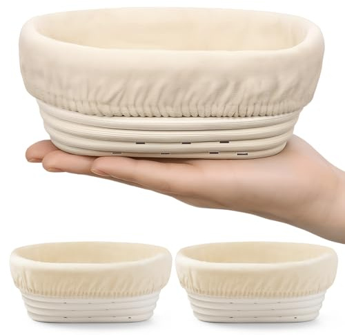 Fanfanwin Mini Banneton Proofing Baskets with Liner, 2 Pack, Oval