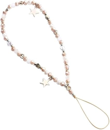 Calsgkspray Five-Pointed Star Pendant Beaded Strap - Cute Mobile Phone Strap Detachable Lanyard, Decor and Cell Phone Charms,Cell Phones Accessories (Coffee)