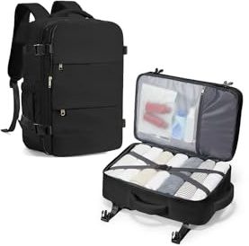 SZLX Stor reseryggsäck för dam, Ryanair/Easyjet-handbagage på 40 x 20 x 25 cm, ryggsäck på 45 x 36 x 20 cm, med USB-anslutning, vattentät, för bärbar dator, business, män, flygplansväska med skofack