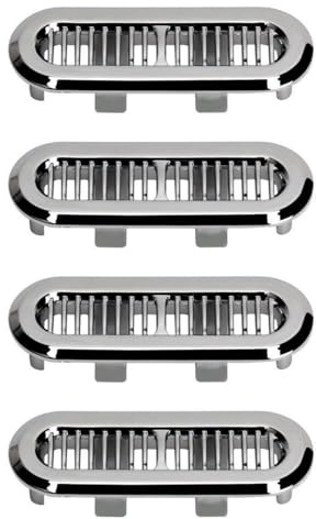 WAZUBC 4 Piezas Cubiertas de Desbordamiento para Fregadero de Baño, ABS Cromado Ovalado Inserto de Plástico en Agujeros Redondos para Desagüe de Lavabo, Piezas de Repuesto Decorativas