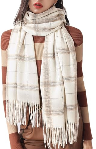 QUALTRIXIAN Femmes Hiver Tartan Écharpe Écharpes Châle Doux Châles Et Wraps Écharpe Tricotée Chaude