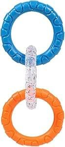 3-Ring Dog Chew Toys Indestructible, Dog Ring Chew Toy for Aggressive Chewers, TPR Flex Tread 3rings Tug Dog Toy, Interactive Circular Rubber Rings Pet Toys for Small Medium Big Dogs Training Teething