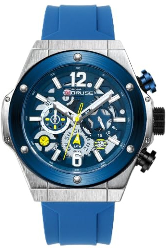 BORUSE Montre chronographe élégante pour homme, étanche, lumineuse, bracelet en silicone, multifonction, pour homme d'affaires, sport, décontracté
