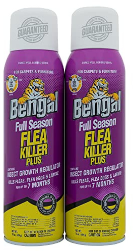 Bengal Full Season Flea Killer Plus, Flea and Tick Aerosol Spray with Insect Growth Regulator, 2-Count, 16 Oz. Aerosol Cans
