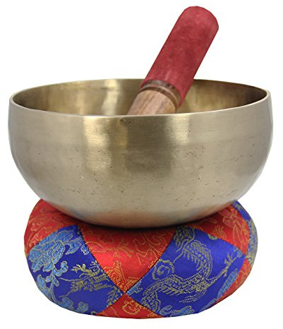 DharmaObjects Handmade Hammered Zen 6 Inches Singing Bowl/Mallet/Silk Cushion Set