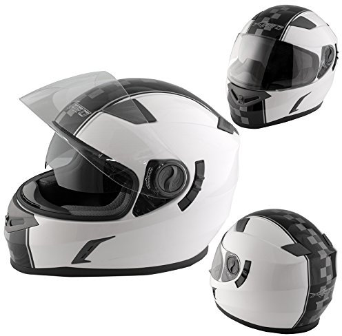 A-Pro Integralhelm Motorradhelm Rollerhelm Innensonnenblende Helm Weiss XL