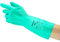 Ansell AlphaTec 37-675, Chemikalienschutzhandschuhe, Wasserdichte Sicherheitshandschuhe, Lebensmittel- und Reinigungshandschuhe, Latexfreie Schutzhandschuhe, Grüne Nitrilhandschuhe, 12 Paar, Gr. XL