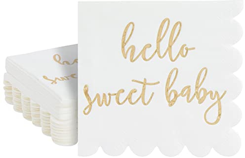 Serviettes de table pour fête de Naissance (13 x 13 cm, feuille d'or, paquet de 50)