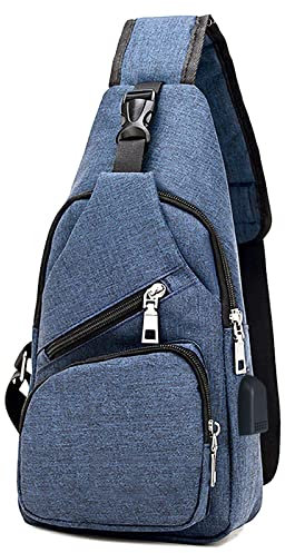 flintronic Sling Bag, Chest Bag with USB Charging Port, Men Women Lightweight Crossbody For Hiking,Cycling, Traveling (Include 1*USB Cable)