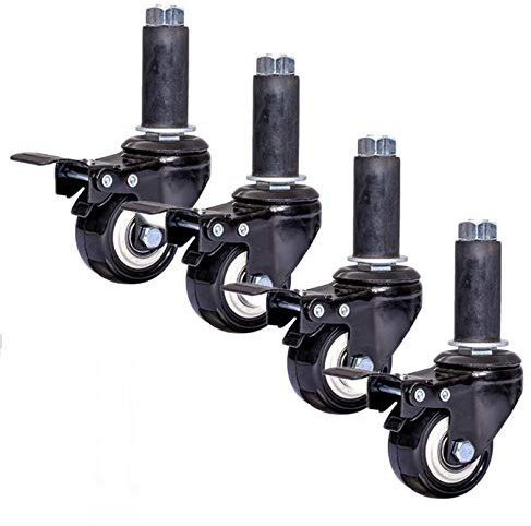 X1NGFU Runde Röhre Lenkrollen mit Bremsen,2-Zoll-Doppellagerrolle,Expansionsrohr-Lenkrollen,Leise und Verschleißfest, für Konsole,Werkbankverpackung,Tischgestell,4 Stück