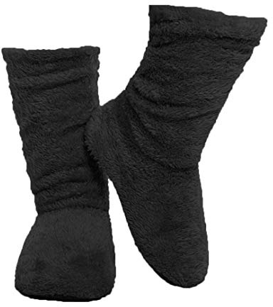 FRALOSHA Women's Slipper Sock Coral Velvet Indoor Spring-Autumn Super Soft Warm Cozy Fuzzy Lined Booties Slippers (27cm) Black