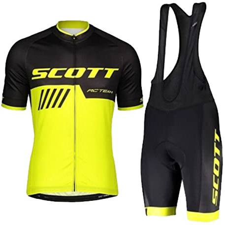 HOMTOL Conjunto de ropa de ciclismo para hombre maillot de manga corta culotte de ciclismo maillot de ciclismo para hombre transpirable (amarillo-corto, M)