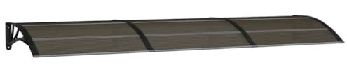 vidaXL Auvent de Porte, Marquise Solaire avec Support, Abri Protection Contre Pluie, Banne Entrée Porte Patio, 300x75 cm Noir Polycarbonate