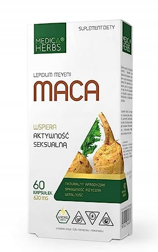 Medica Herbs - Maca ECSTRAKT 620mg - für Männer und Frauen - Fruchtbarkeit, körperliche und geistige Leistungsfähigkeit - 60 Kapseln - 1 Kapsel einmal pro Tag