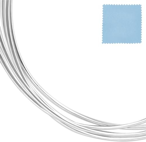 Beebeecraft 18 Gauge/1 mm 925 SterlingSilberdraht Weicher Schmuckdraht 0.5 m Lang Rund Toter Basteldraht Mit 2 Stück Poliertuch Drahtwicklung Für Schmuckherstellungszubehör DIYHalsketten Armbänder