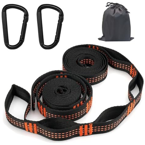 Bogoro Hängematten Aufhängung,Schaukel Befestigung,Befestigung HäNgematte,2er Pack HäNgematten AufhäNgung Gurte Mit 2 Hakenkarabinern,Befestigung HäNgematte,Seil FüR HäNgematte,FüR Camping Outdoor