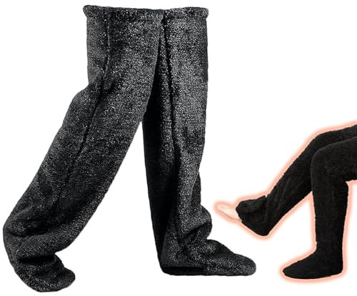 PanAcratis Over Knee High Black Long Fluffy Socks,Winter Warm Thigh High Socks Fuzzy Thermal Home Sleeping Slipper Stockings Furry Long Leg Warmers