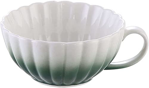 Handtag Soppkopp Soppskål ， Keramiska soppmuggar Liten keramisk soppkopp, frukostskål med handtag, efterrätt, mikrovågsugn och ugnssäker.-blå-250ml 9oz(Green)
