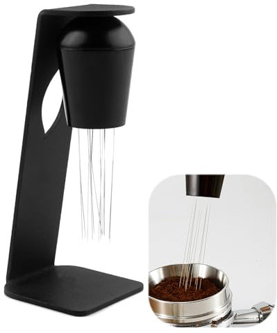 MxyVrix Strumento di Distribuzione dell'Espresso WDT con Aghi Magnetici, Agitatore per caffè Dotato di 12 Aghi da 0,4 mm per Portafiltro, Kit Completo per caffè Espresso (Nero)