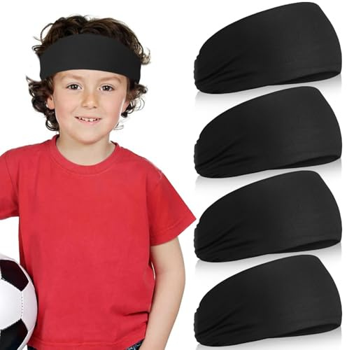 Nastro per capelli sportivi per bambini - 4 fasce di sudore traspiranti e fasce sportive per la corsa e il gioco a palla