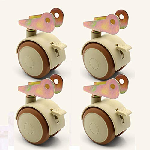 Castor Wheels 2'' 50Mm Casters U 20Mm Socket Abs + Rubber Ring Silent Swivel Quiet Rolling Twin 100Kg 360° Universal With Brake, For Table Chair Office Trolly 4 Packs