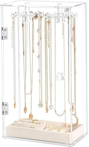 Ketten Aufbewahrung, Schmuck Organizers, Acryl Ohrringhalter, schmuckaufbewahrung ketten,Klarer Schmuck Organizer, Schmuckhalter, für Halsketten Armbänder Ohrringe Ringe, Kettenständer Aufbewahrun