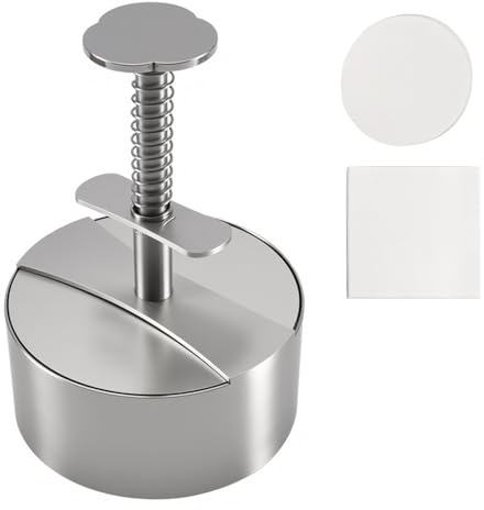 Vunanvu Pressa per Hamburger in Acciaio Inox 304 Pressa per Burger 14cm Hamburgher Attrezzo Macchinetta Antiaderente con 150 Fogli di Carta Hamburger per Manzo, Verdure, Hamburger, Barbecue
