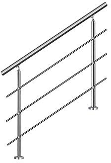 SAILUN Main courante escalier,160cm Garde-corps en acier inoxydable avec 3 poteaux traverses,pour escaliers,balustrade,balcon