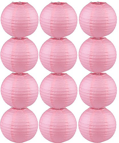 Tmade 12 PCS 4 Pink Paper Lanterns for Birthday Baby Shower Wedding Party Garden Home Decoration