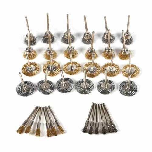 36Pcs Wire Drill Brush for Metal Brass Coated Wheel Brush Rotary Tool Kit for Removal of Rust, Corrosion, Garden & Hand Tools