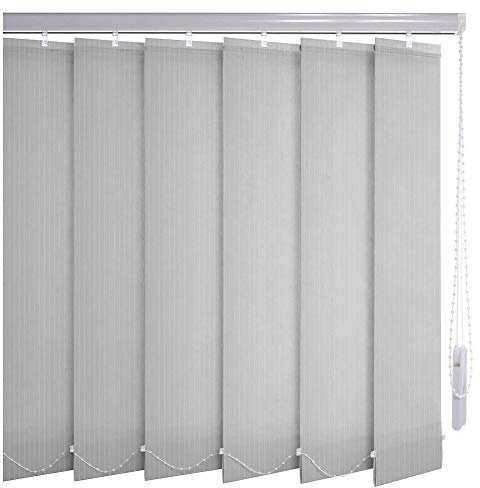 Sonnenschutz-HH® - Lamellenvorhang grau Leinenoptik mit Streifen lichtdurchlässig - Breite 150 cm x 135 cm Höhe - Lamellenbreite 127mm Vertikaljalousie Vertikalanlage Schiebevorhang