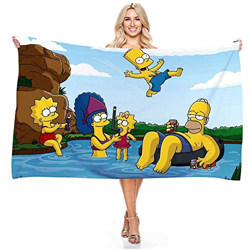 JXSMYT Strandtuch Kinder Jungen,Kinder Handtuch Strandtuch Duschtuch Baumwolle,tolles Geschenk-simps Anime Strandtuch,Sporthandtuch (A03,70x140cm)