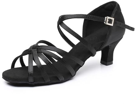 Rosefinch Latin Scarpe da Ballo per Le Donne Ballroom Party Salsa Danza Pratica Scarpe Performance Nero 5cm 37EU