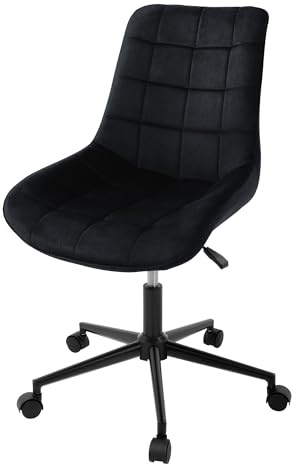 ML-Design Chaise de Bureau, Noir, en Velours, Réglable en Hauteur, Assise Rembourrée avec Piètement Métallique, Dossier Ergonomique, Fauteuil Pivotante sur 5 roulettes Doubles, Tabouret Home Office
