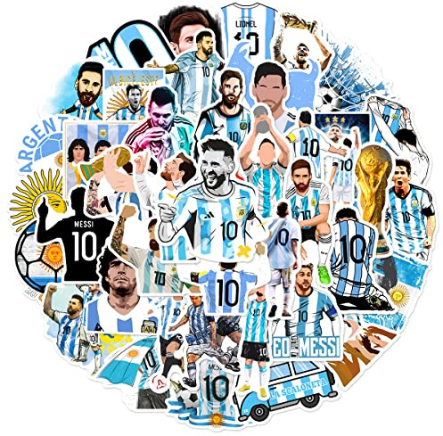 LYunMu - Set di adesivi di Messi, calciatori, 50 pezzi, decorazioni carine per auto, laptop, skateboard, bicicletta, scooter, moto, computer, adatti per adulti e bambini