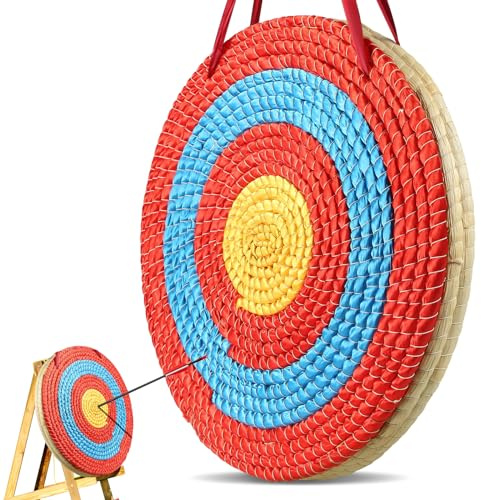 VEVOR Archery Target, 3 Layers 20 Arrow Target, Traditional Solid Straw Round Archery Target Shooting Bow, Hand-Made Arrows Target, Coloured Rope Target for Backyard Outdoor Hunting Shooting Practice