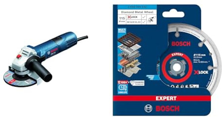 Bosch Professional Angle Grinder, Multicolour, 240 V + 1x Expert Diamond Metal Wheel X-Lock Cutting Disc (for Cast Iron, Ø 115 mm, Accessories Small Angle Grinder)