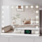 Moziel 80x60cm Specchio da Trucco Hollywood, Specchio Trucco con Luci a 18 Led Montato a Parete o sul Tavolo, 3 Colori di Luce e Funzione di Luminosità Regolabile