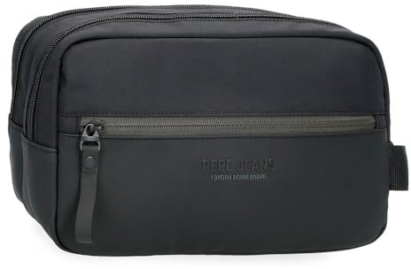 Pepe Jeans Sail up Neceser Dos Compartimentos Negro 26x16x12 cms Poliéster y PU by Joumma Bags